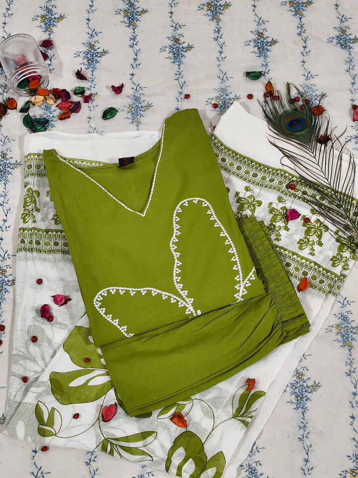 Anjanam Olive Blossom Churidar Set
