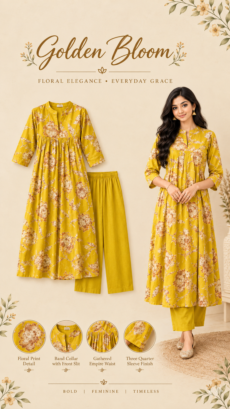Anjanam Golden Bloom
Floral Printed Kurti