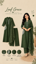 Anjanam Leaf Grace – Dark Green Jaipur Cotton Churidar Set for Women